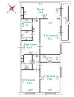 3-комнатная, квартира, 110.8 м²